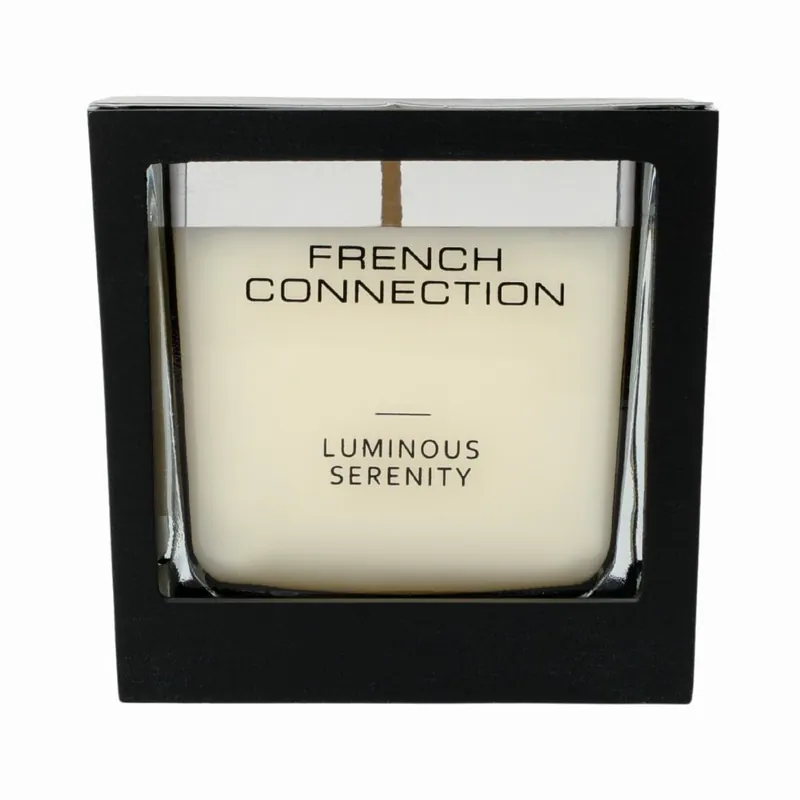 French Connection Black Wooden Surround Candle Luminous Serenity 200G (1-Wick) - FCC002BS