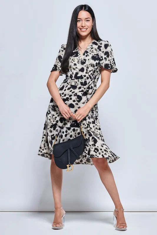 Loretta Wrap Tie Waist Skater Dress - Jolie Moi