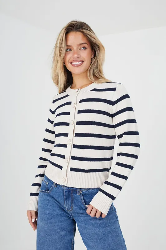 Striped Knitted Cardigan - Brave Soul