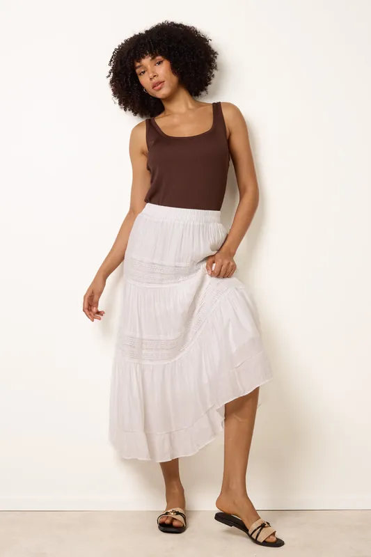 White Tiered Maxi Skirt - Blue Vanilla