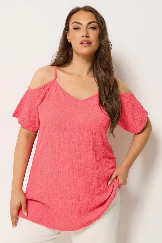 Textured Cold Shoulder Top - Yours
