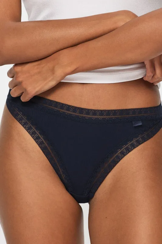 Knickerbox Geometric Lace Trim Cotton Thong - Pack of 3