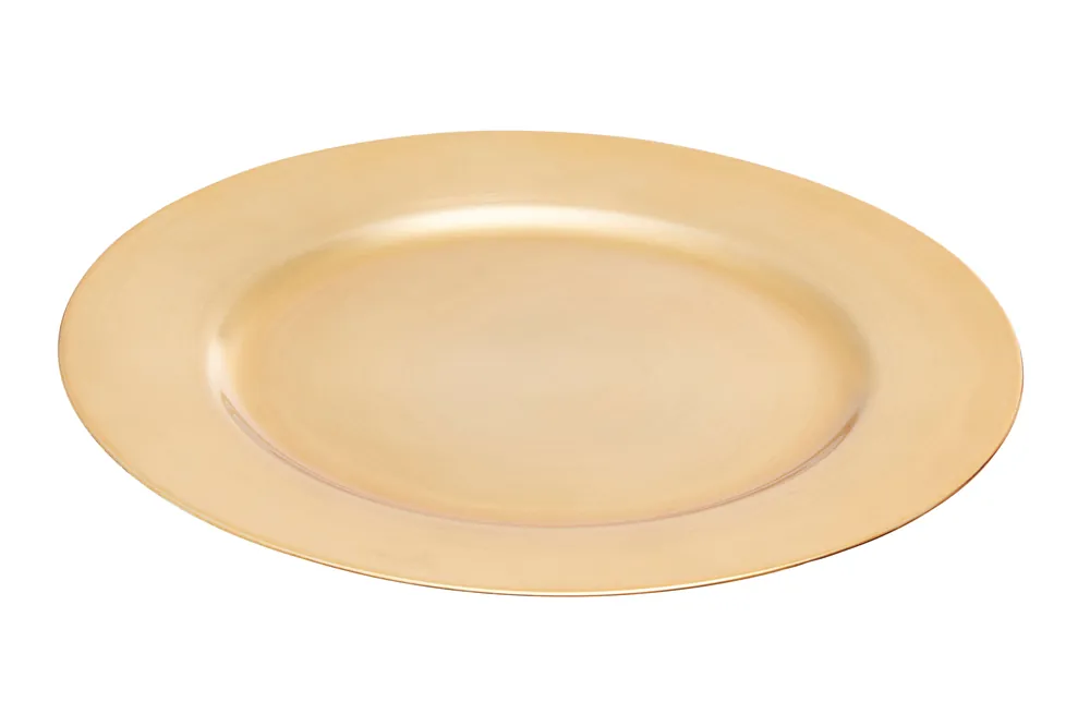 Gold Charger Plates, Strong Plastic Plates for Dinnerware Set, Durable Dinner Plates with Gold Finish - Orsina