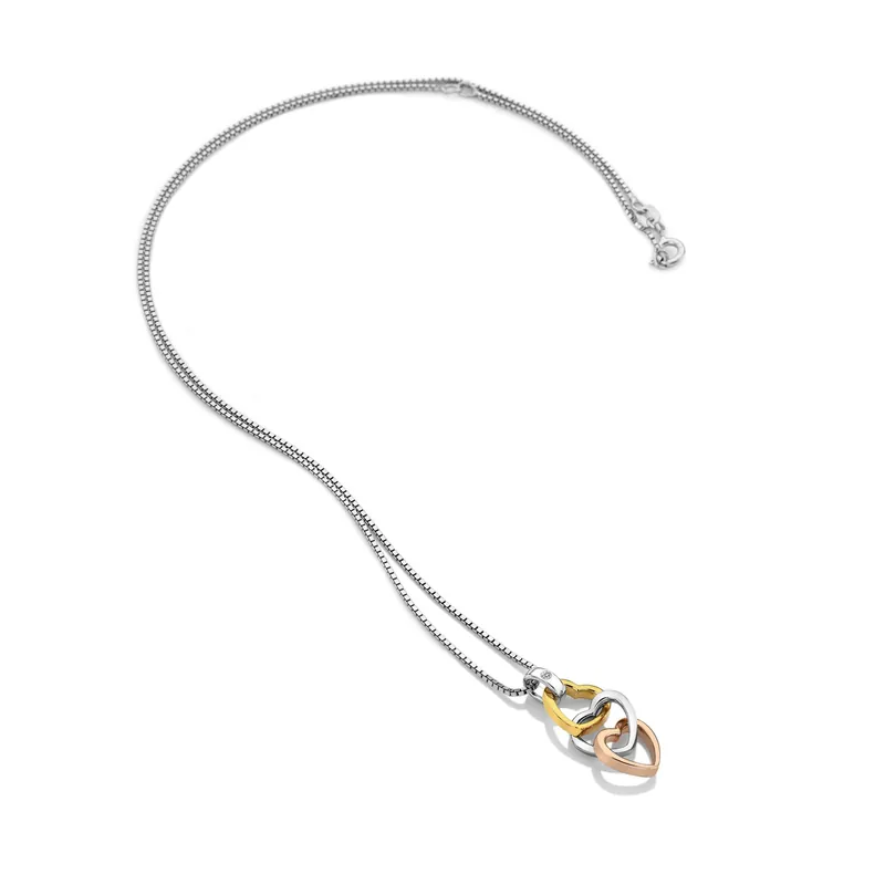 Trio Triple Heart Pendant - Rose and Yellow Gold