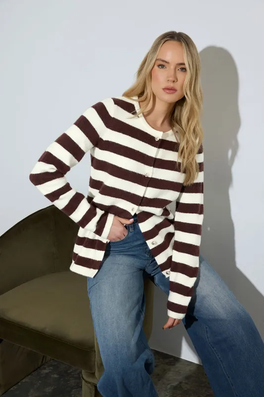 Tall Stripe Knitted Cardigan - Long Tall Sally
