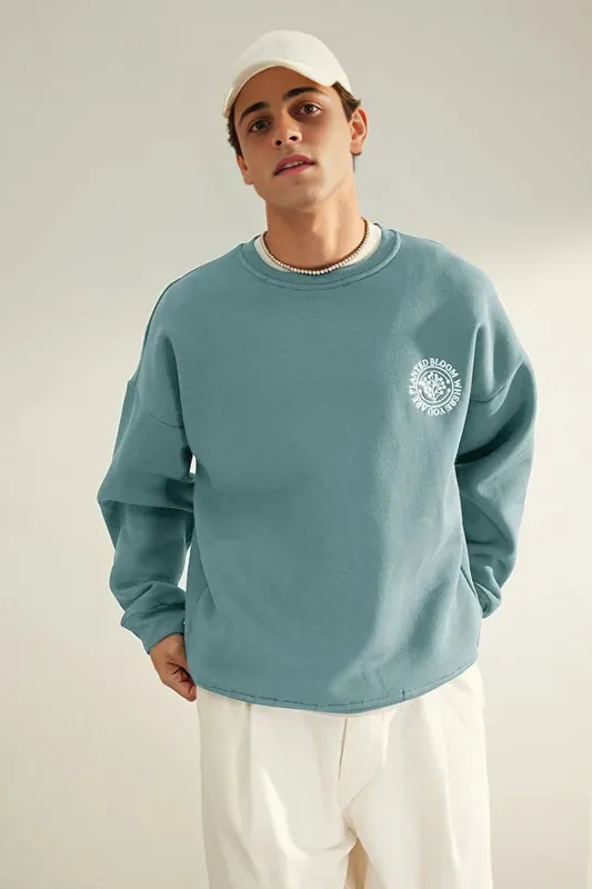 Fleece Lined Floral Print Sweatshirt - WOVCOR