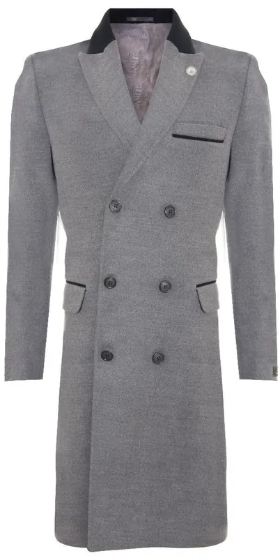 3/4 Long Double Breasted Overcoat Wool Coat Peaky Blinders - Infinity Leather
