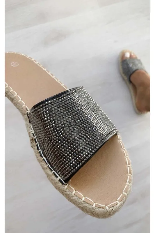 Shannon Diamante Slip On Sandals - IKRUSH