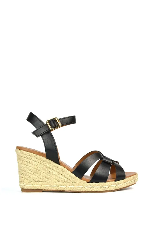 Aisling' Strappy Espadrille Mid Heel Sandal Wedges - XY London