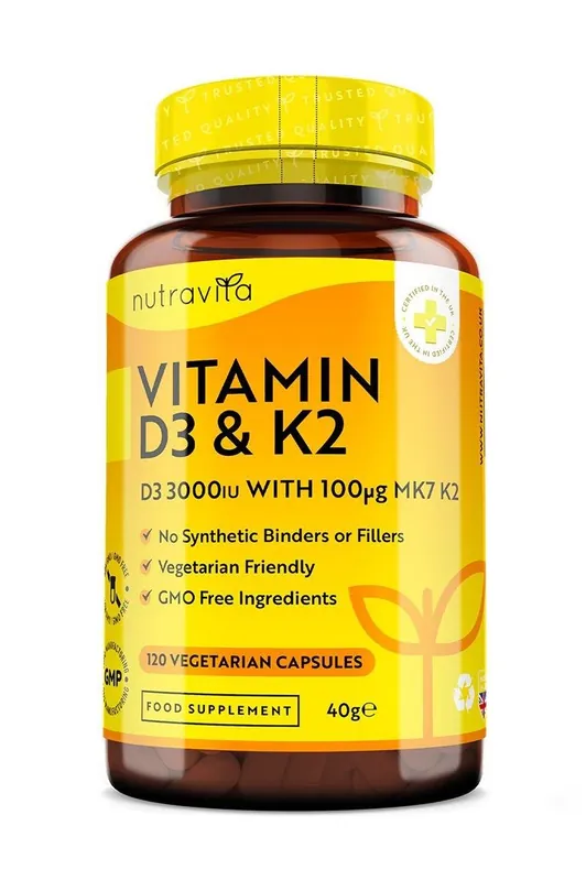 Vitamin D3 with Vitamin K2 120 Capsules - Nutravita