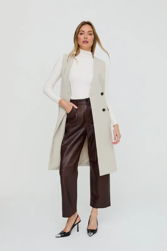 Myra Sleeveless Jacket Coat In Cream - Lily and Lionel