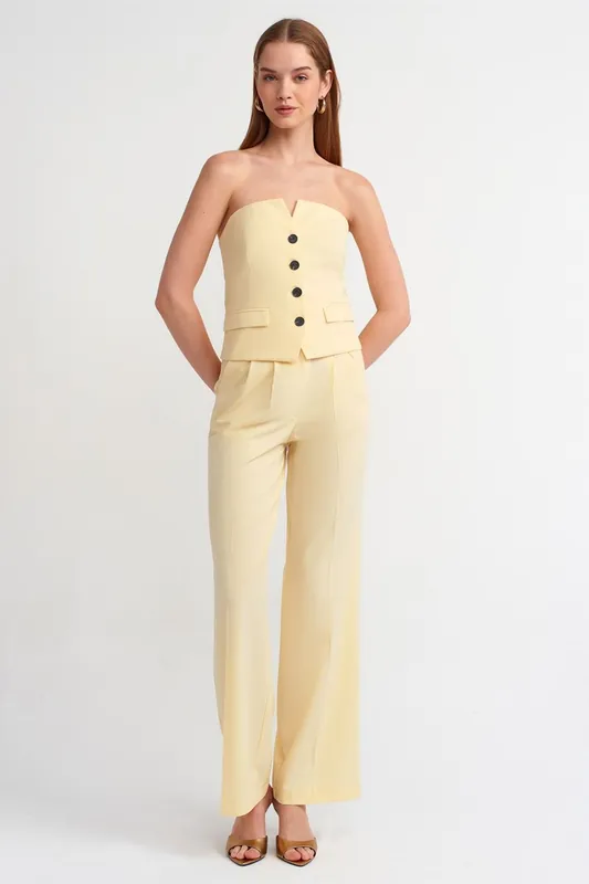 High-Waist Wide-Leg Pleated Trousers