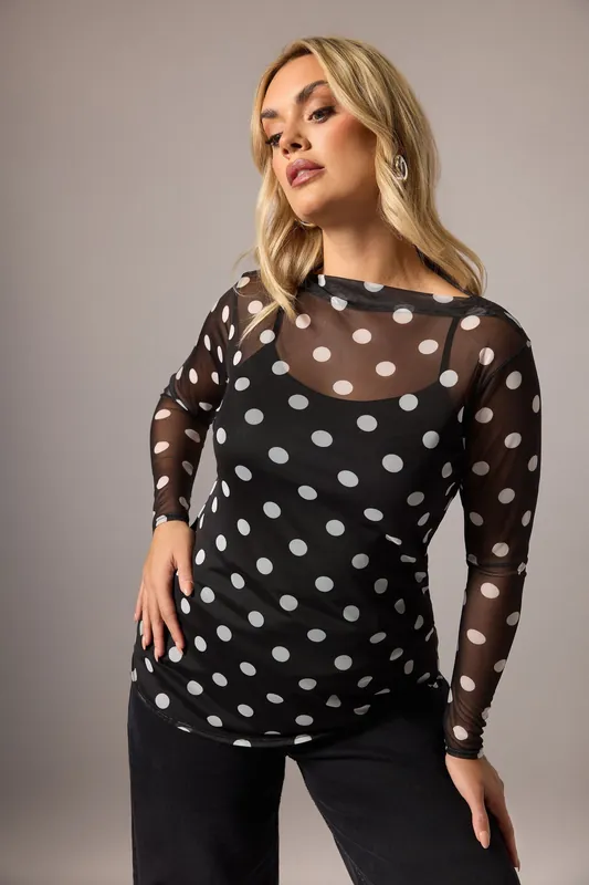 Polka Dot Mesh Top - Yours