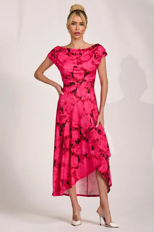 Draped Asymmetric Jersey Midi dress - Jolie Moi