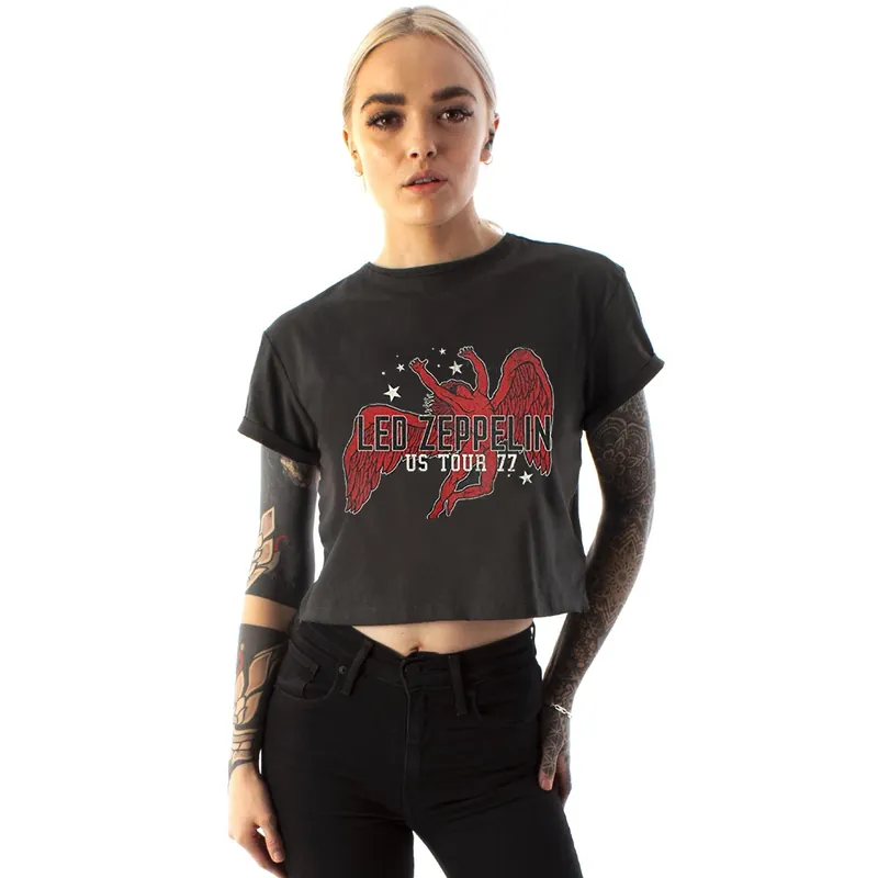 Amplified Clothing Cropped Short Sleeved T-Shirt | Womens Grey |