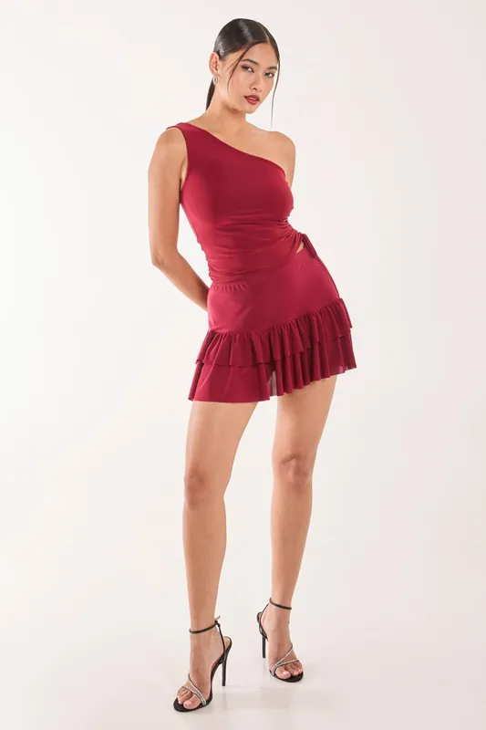 Slinky Ruffle Mini Skirt - Pink Vanilla