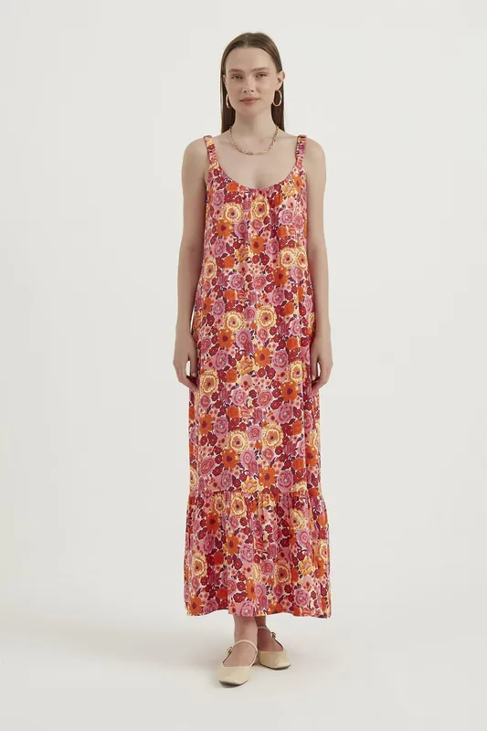 Floral Scoop Neck Maxi Dress - Hiccup