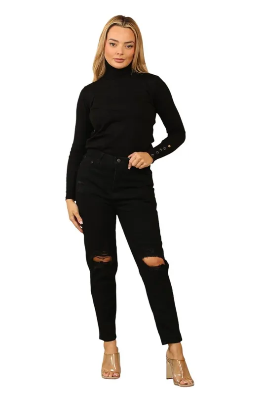 Distressed Mum Jeans - ELAINA FASHION