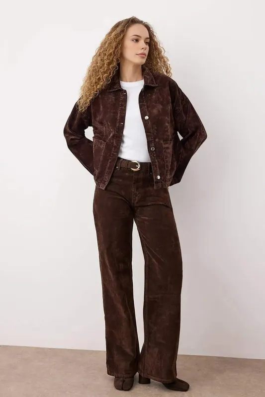 Women’s Washed Collared Button Front Utility Jacket - WOVCOR
