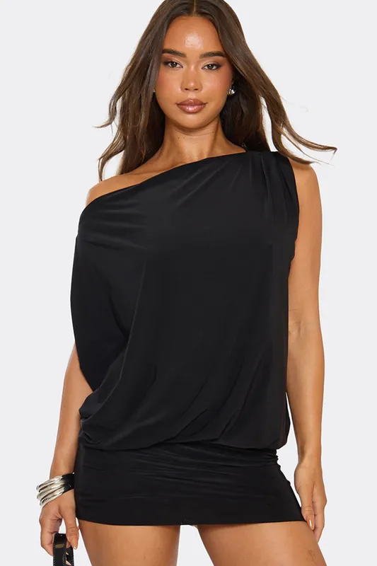 Strappy Drape Slinky Mini Dress - EGO