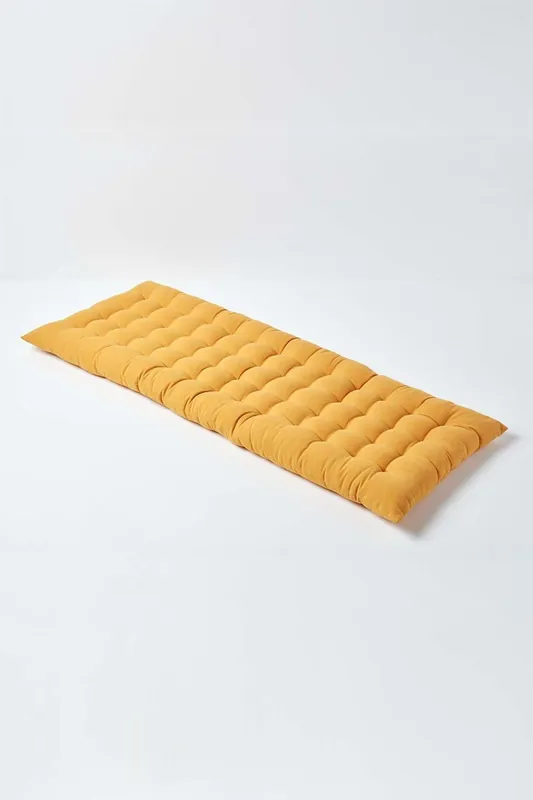 Garden Bench Cushion Luxury 3 Seater Cotton Indoor Outdoor Pad, 143 x 48cm - Homescapes