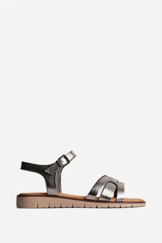 Twirl Wide Fit Pewter Sandals - Linzi