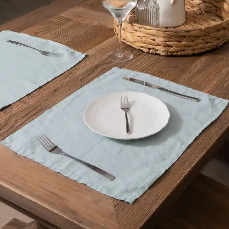 Aqua Set of 4 100% Linen Placemats - Native Natural