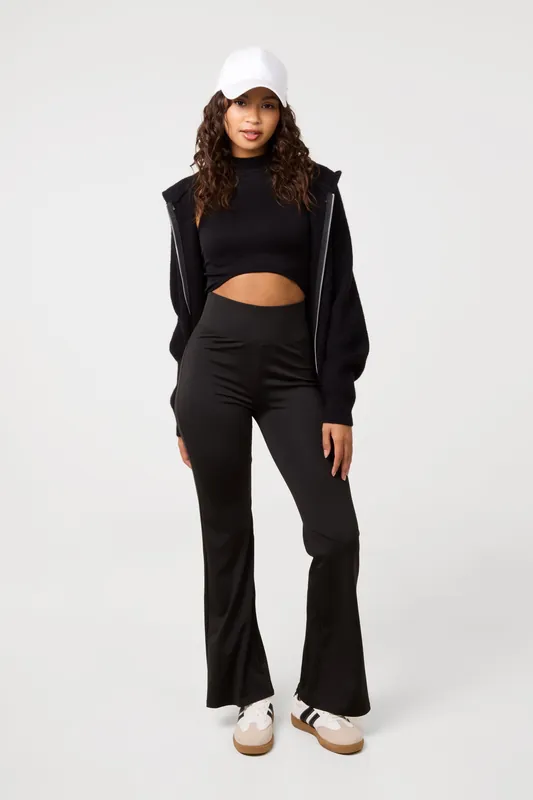 Black Sports Flare Trousers - Pink Vanilla