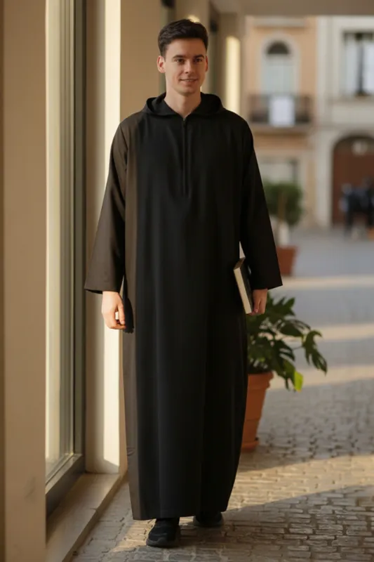 Hooded Eid Moroccan Jubba Robe Ramadan Eid Thobe LFS - HM12