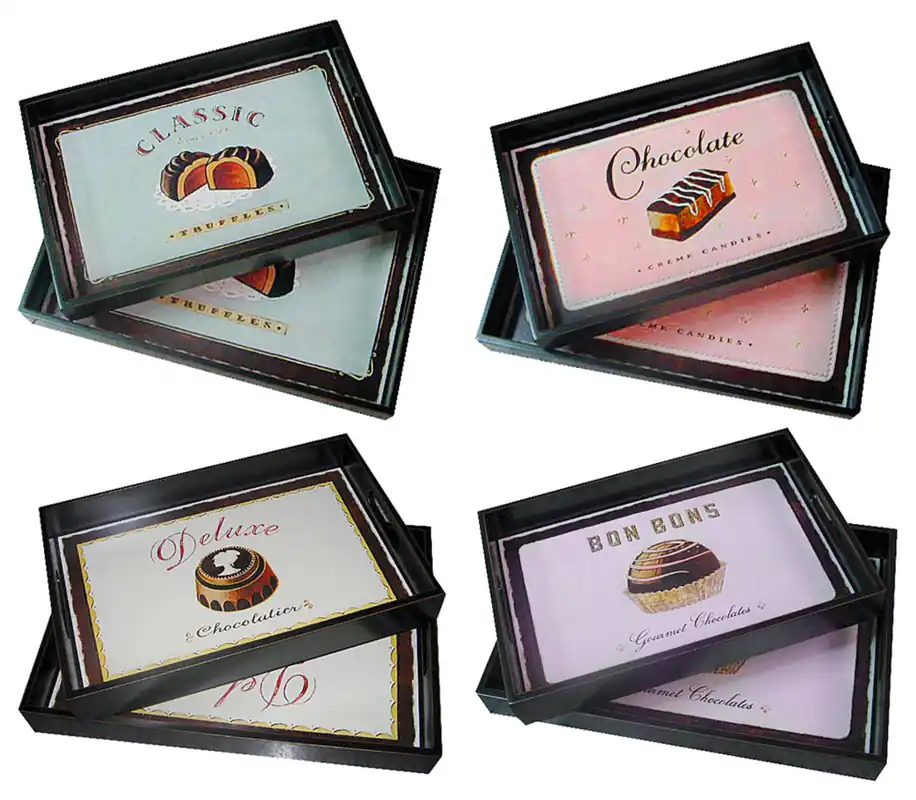 Versatile Set Of Two Assorted Design Trays, Assorted Design Lightweight Trays, Durable Writen Detail Trays - Orsina