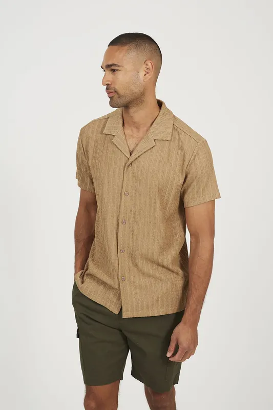 Regular Fit Revere Collar Button-Up Shirt