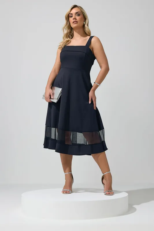 Mesh Insert Midi Dress - Yours
