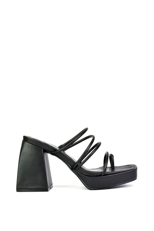 Colt' Strappy Square Toe High Block Heel Platform Mule Sandals - XY London