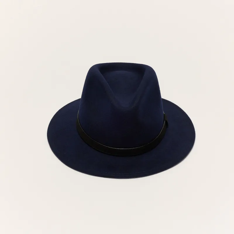 Wool Felt Fedora Hat with Leather Band - Liquorish