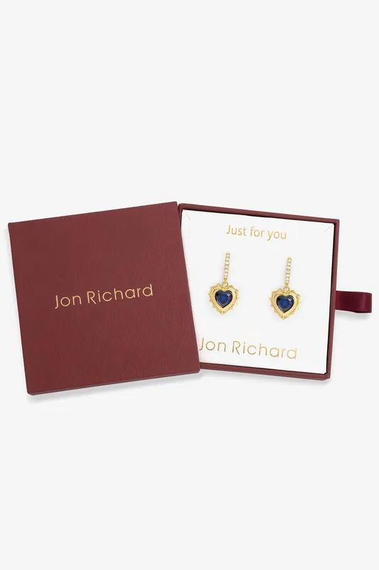 14Ct Real Gold Plated Heart Birthstone Huggie Earrings - September