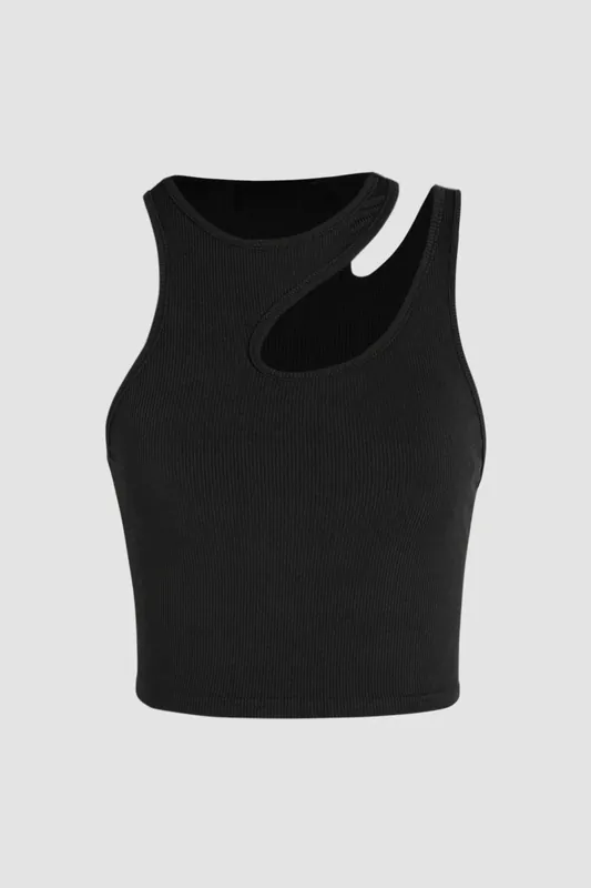 Asymmetrical Collar Crop Top - Hiccup