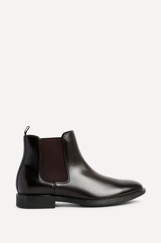 Antonio Mens Dark Brown Faux Leather Chelsea Boots - Linzi