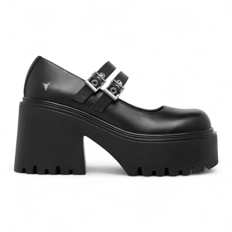 Leather Boots Chunky Platform Heel Buckle Shoes - TruClothing