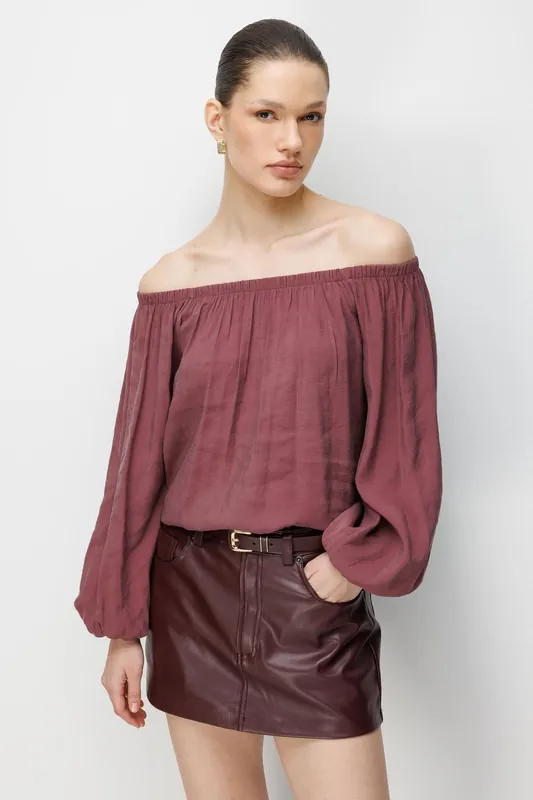 Off Shoulder Textured Blouse - MixRay