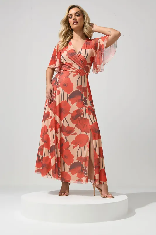 Floral Abstract Mesh Maxi Dress - Yours