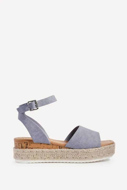 Paradise Blue Espadrille Flatform Sandals - Linzi