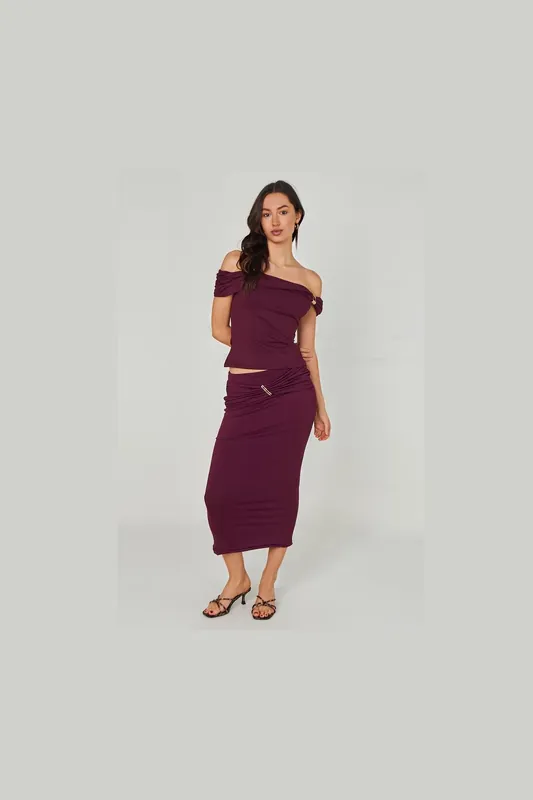 Gold Trim Midi Skirt - Urban Bliss