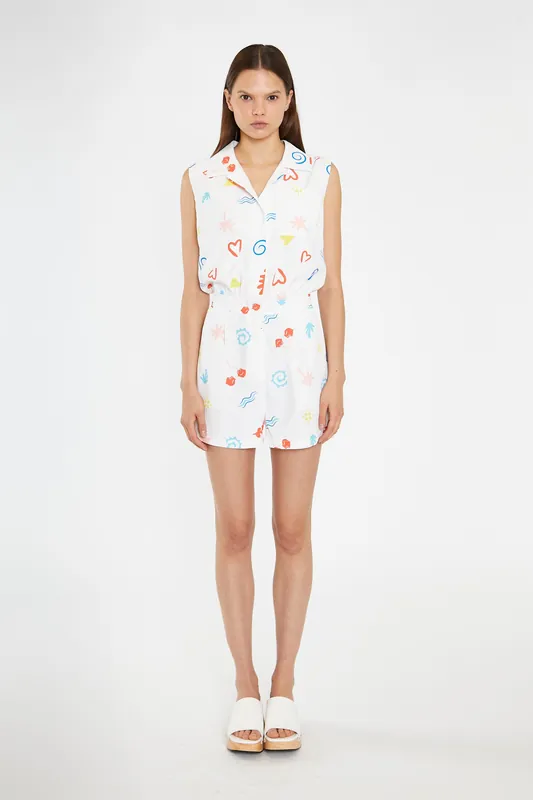 Sleeveless Collared Playsuit - Shnoo