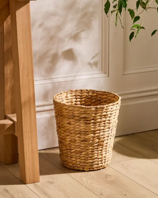 Traditional Style Wicker Paper Waste Basket Office Waste Basket H28 x Dia. 28cm - Dibor