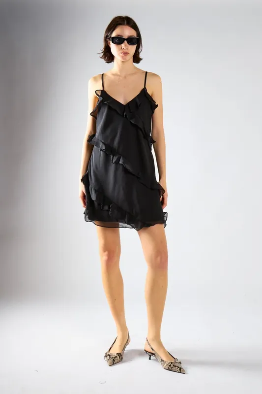 Waterfall Ruffle Mini-Dress