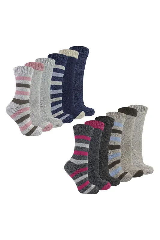 12 Pairs Non Elastic Boot Socks with Stripes - Sock Snob