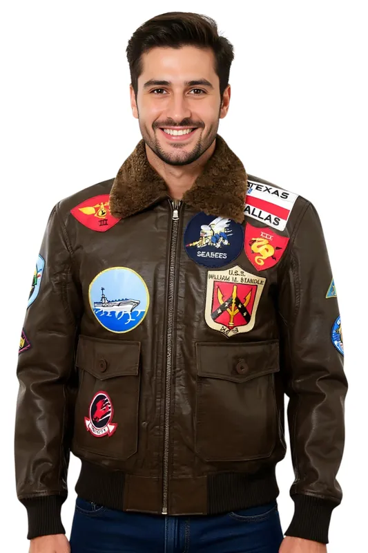 Top Gun A2 Leather Bomber Jacket-Perth