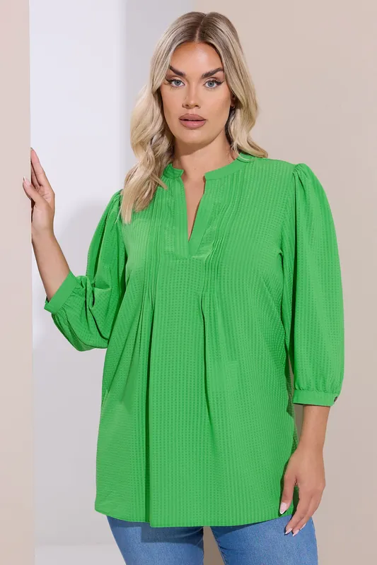 Woven Check Pintuck Blouse - Yours