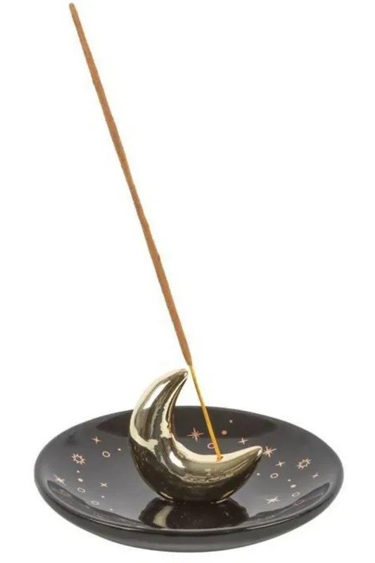 Gold Crescent Moon Incense Stick Holder - KDMD