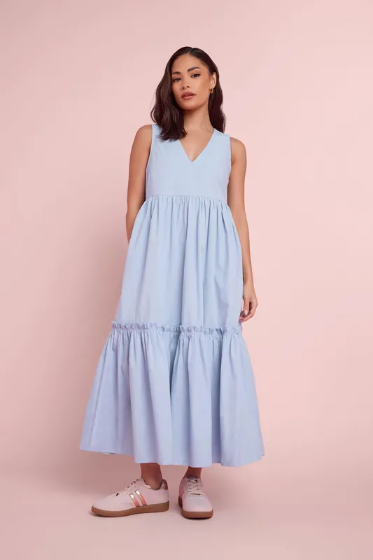 Petite Frill Tiered Midi Dress - PixieGirl